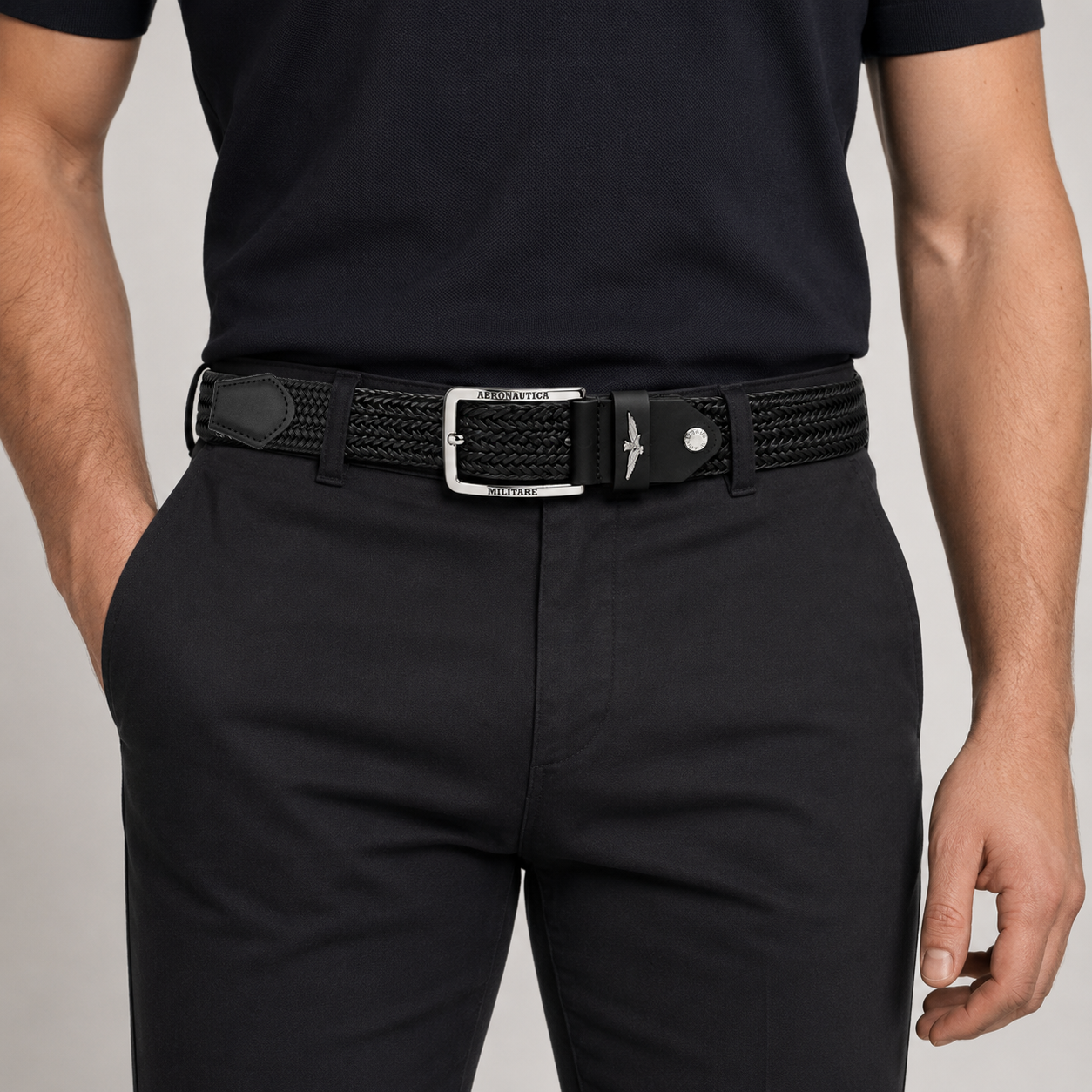 Cintura Uomo Elastica Aeronautica Militare AM416 in Vera Pelle