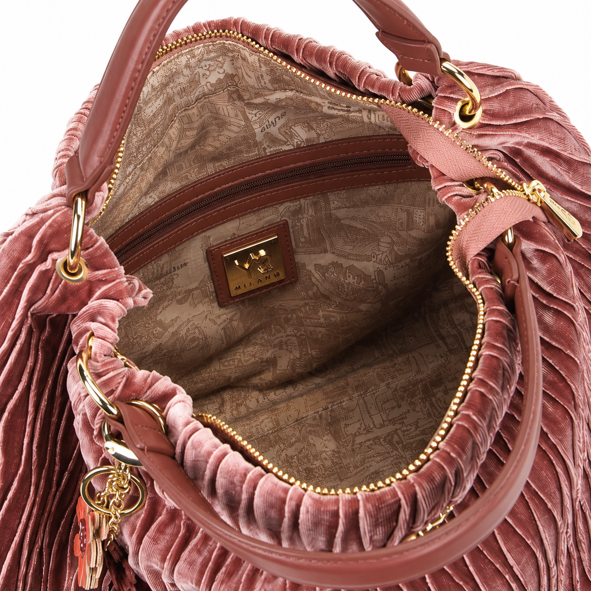 Borsa a mano Ynot taglia S in velluto Paris