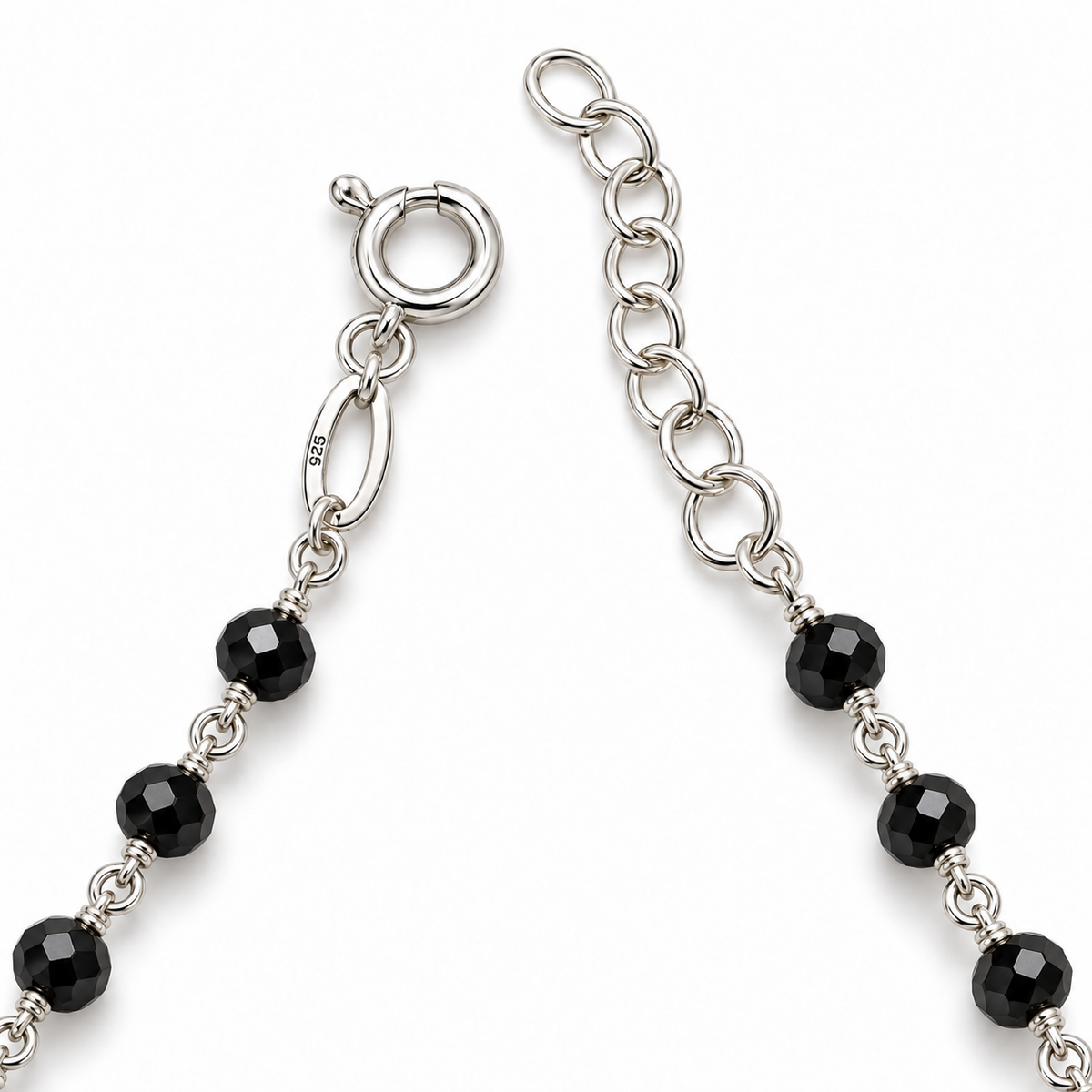 Collana Rosario Sfere sfaccettate in Argento 925 rodiato