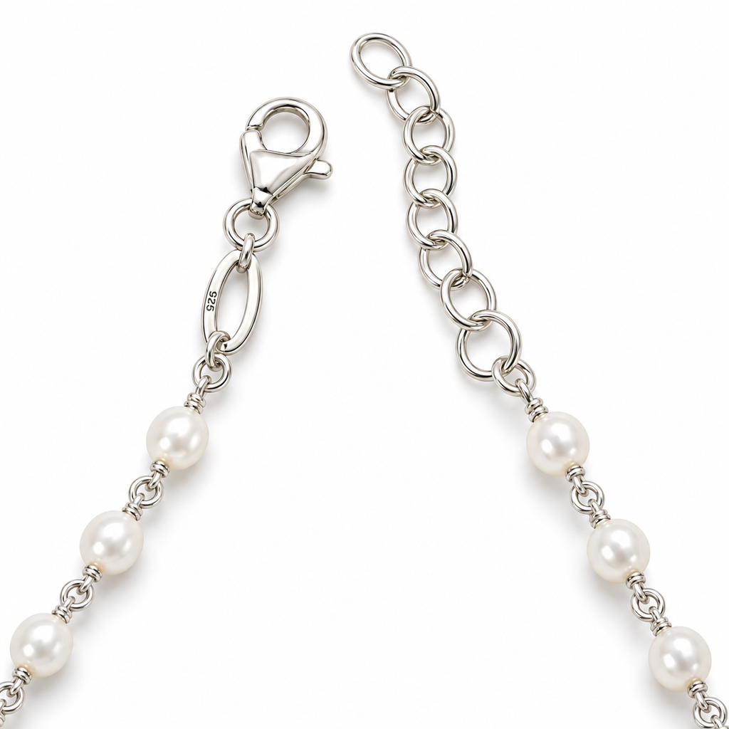 Collana Rosario Sfere di Perla da 3mm in Argento 925 rodiato