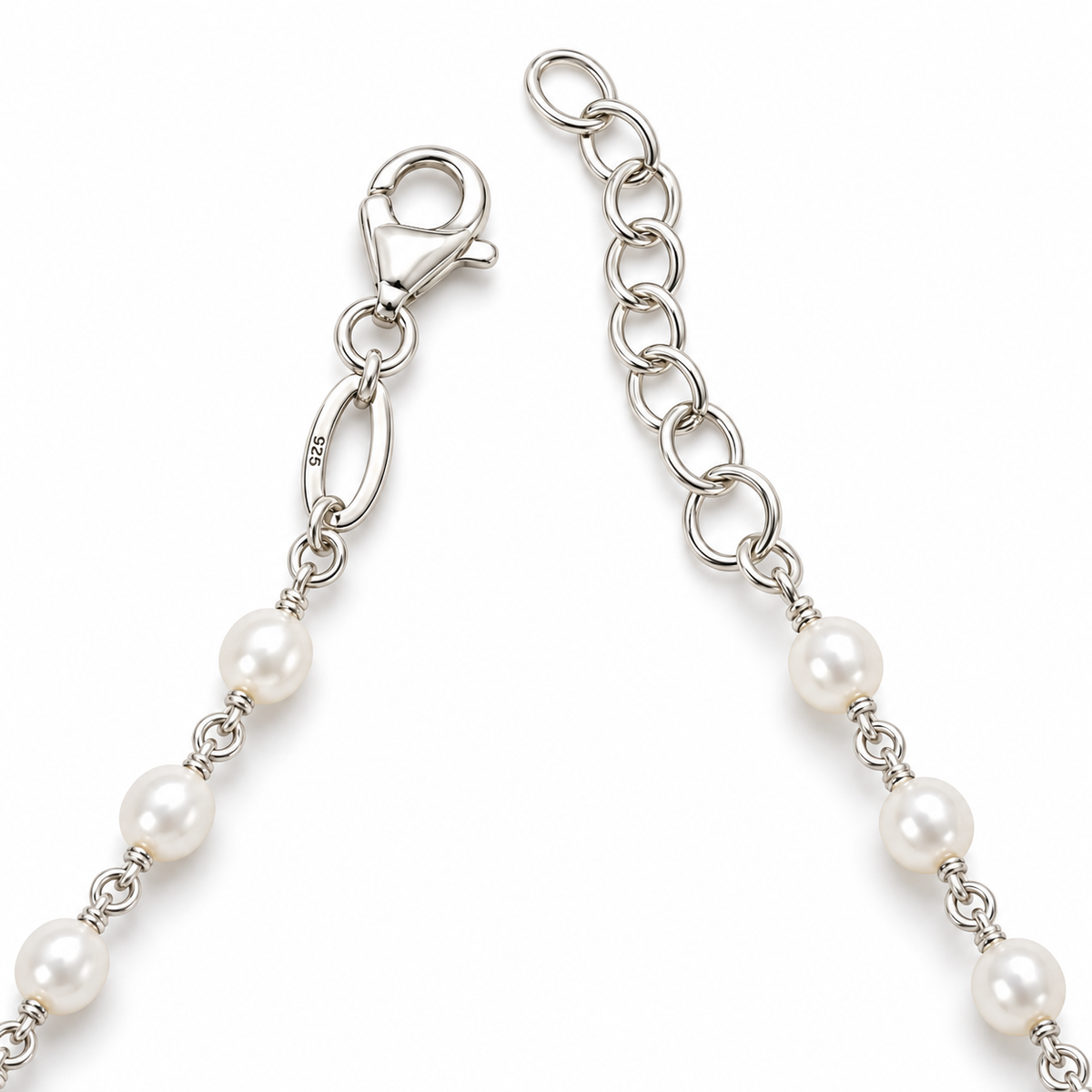 Collana Rosario Sfere di Perla da 3mm in Argento 925 rodiato