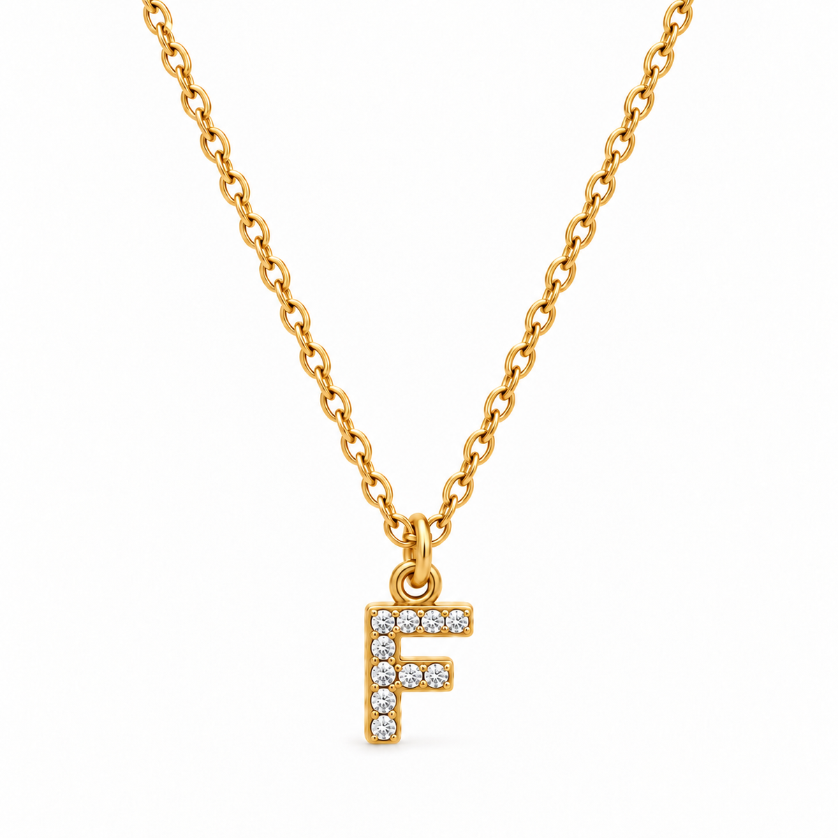 Collana Iniziale con strass in acciaio inox