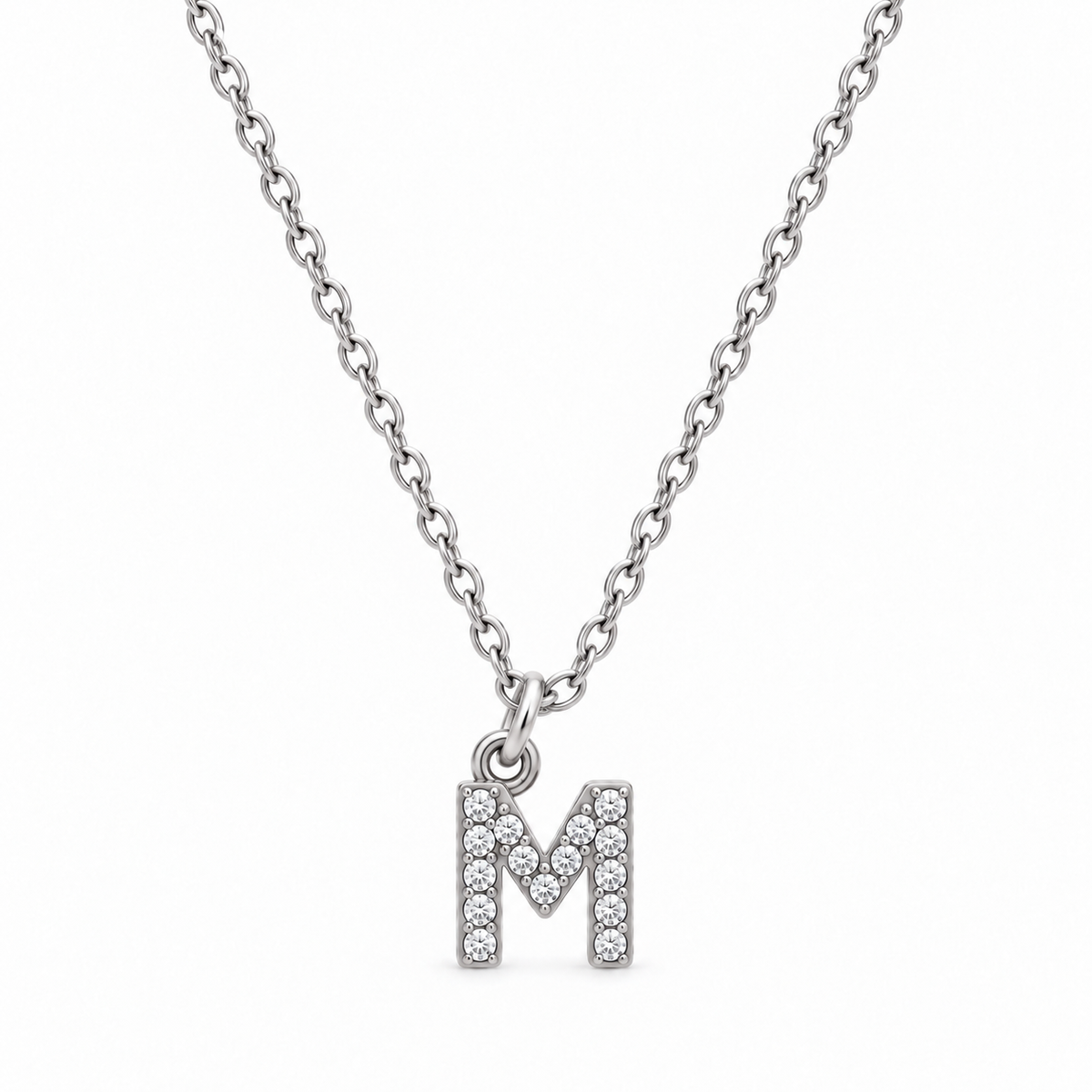Collana Iniziale con strass in acciaio inox
