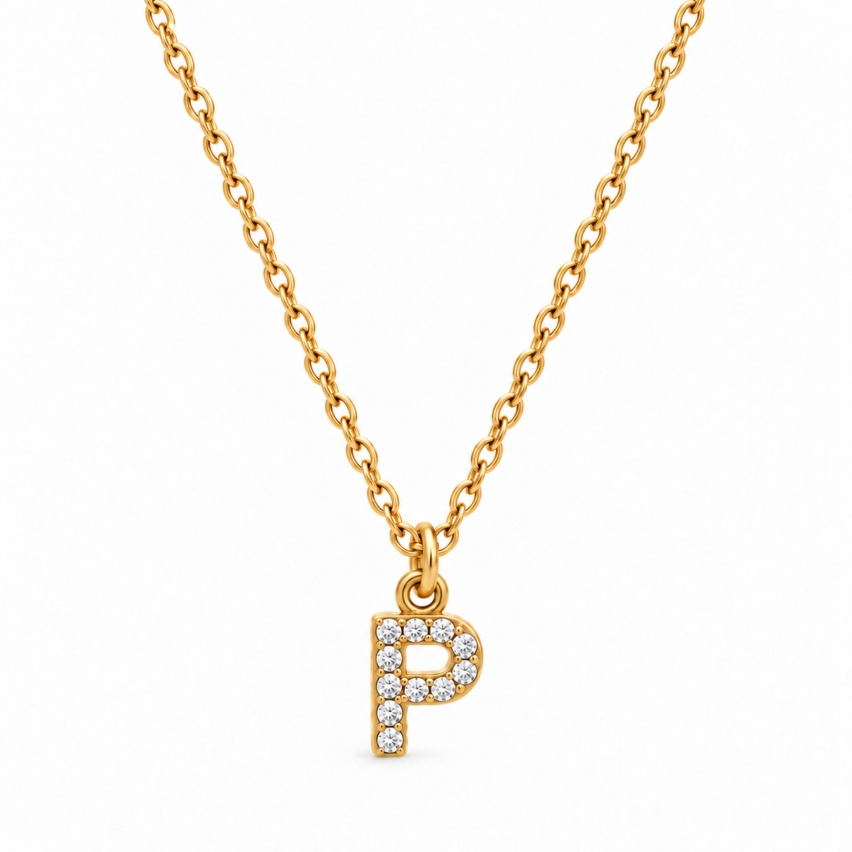 Collana Iniziale con strass in acciaio inox