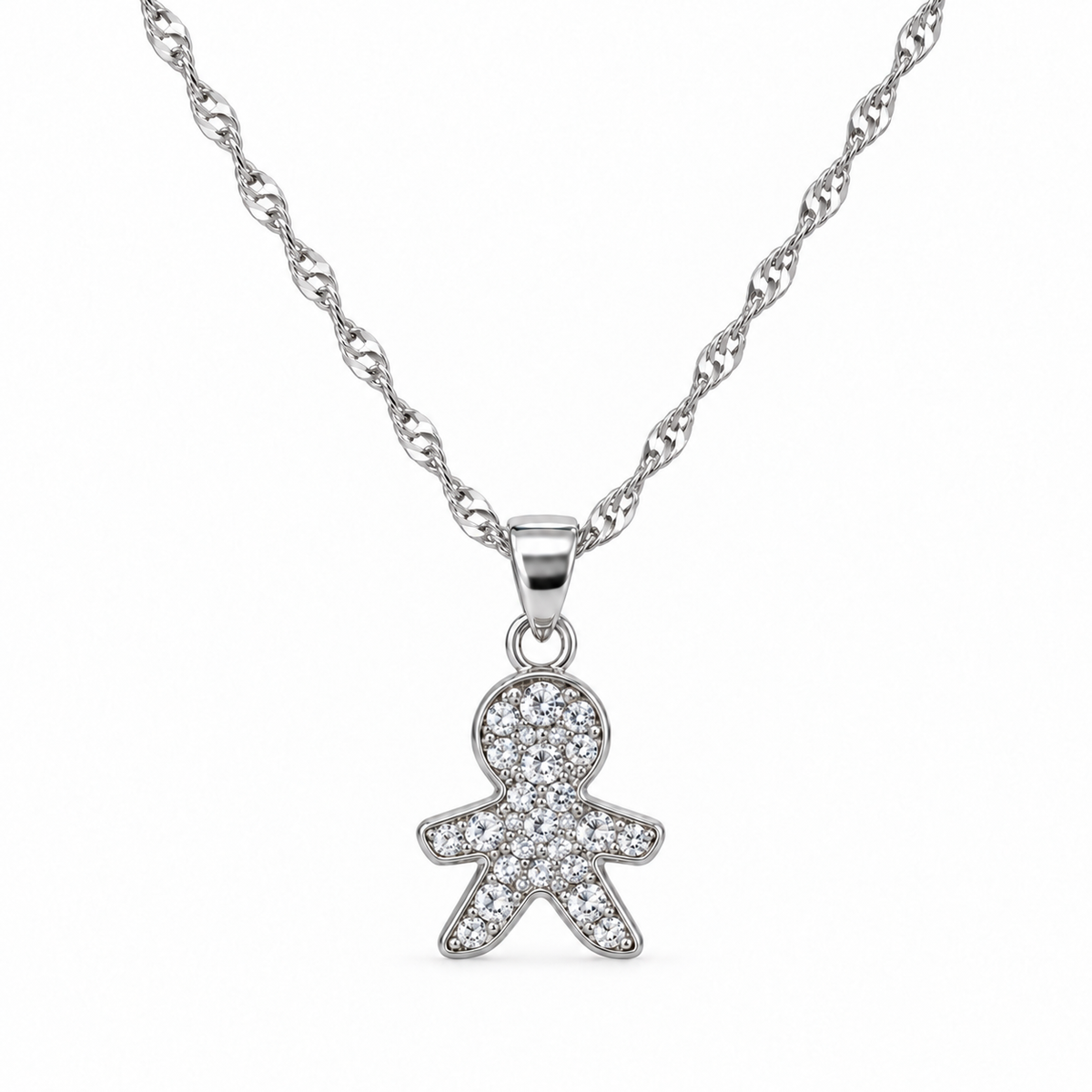 Kinderketting met stras in 925 zilver