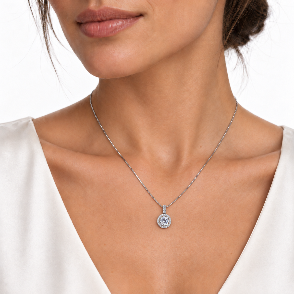 Collana Moissanite da 2 carati in Argento 925 Rodiato