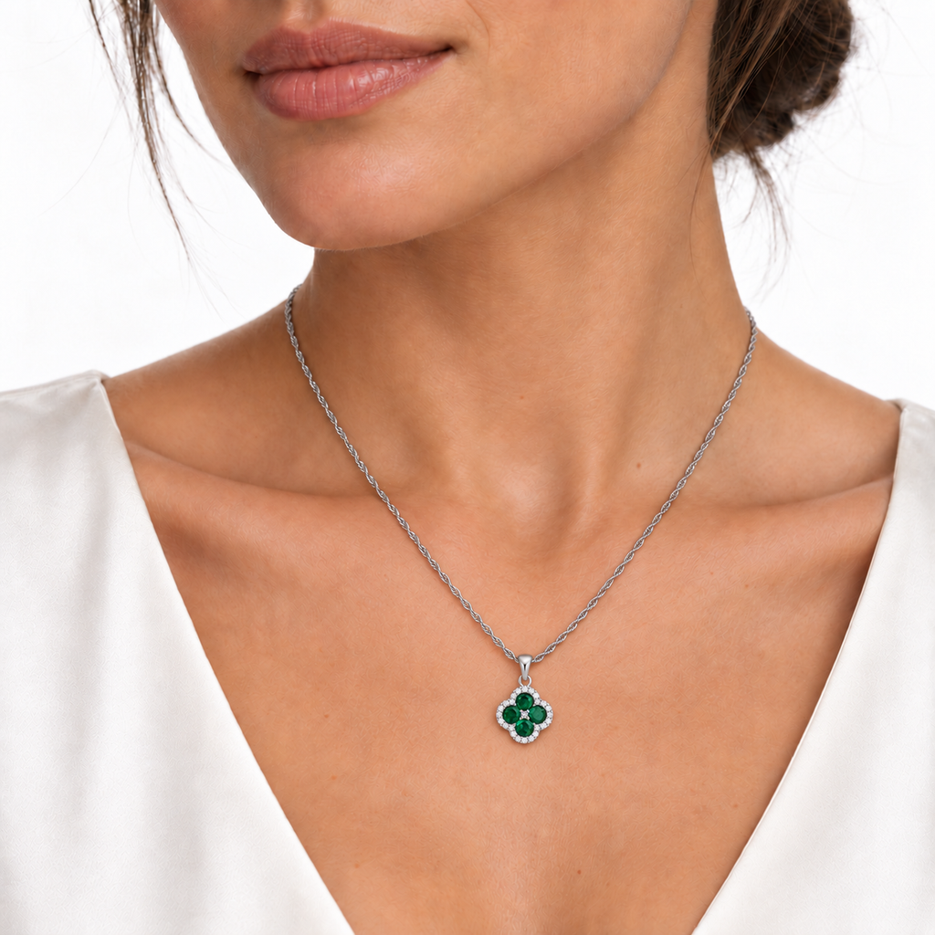 Collana Royale Quadrifoglio in Argento 925 Rodiato