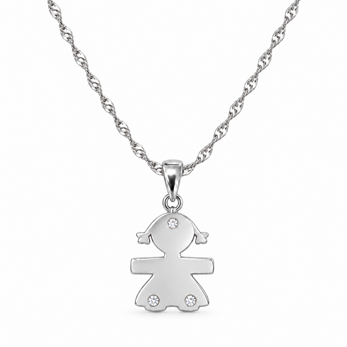 Kinderketting met fonkelsteentje van 925 zilver
