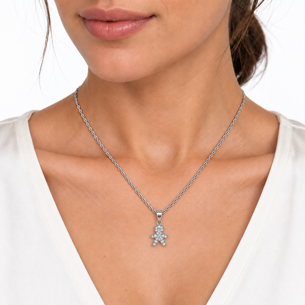 Collana Bimbo con Strass in Argento 925