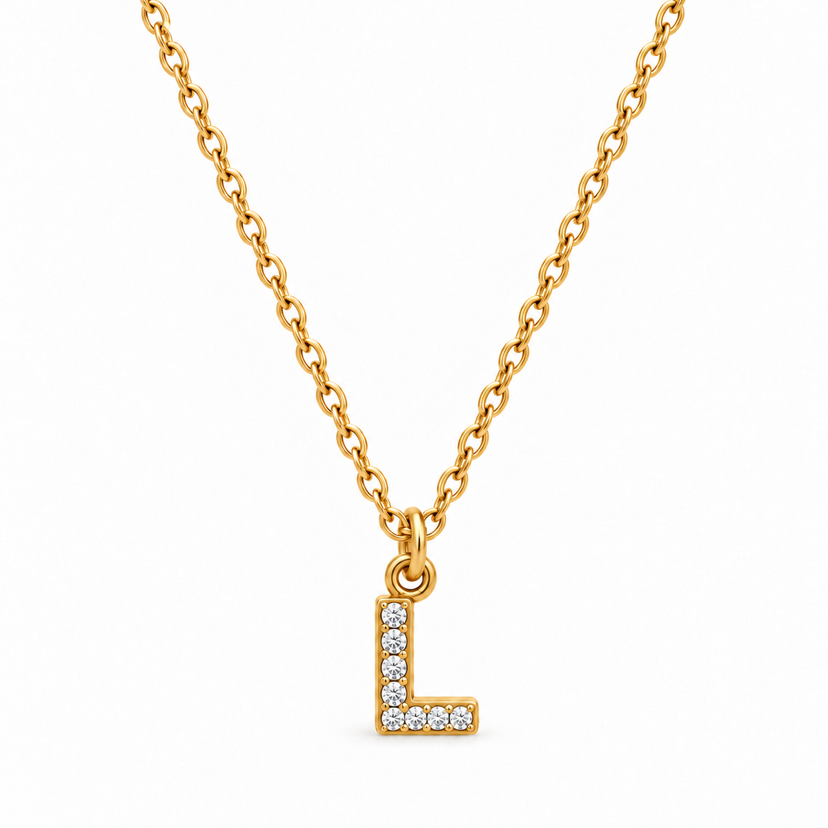 Collana Iniziale con strass in acciaio inox