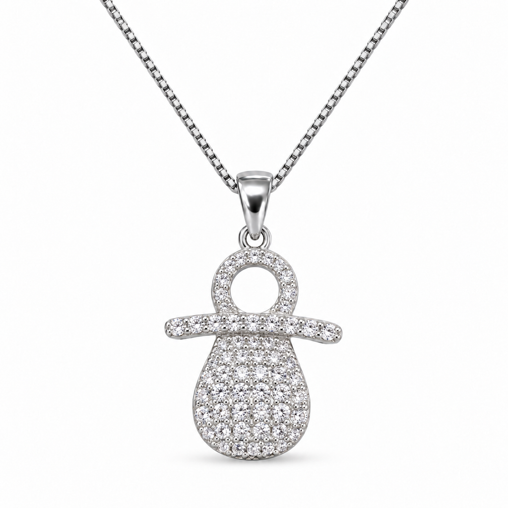 Collana con Ciondolo Ciuccio con strass in Argento 925