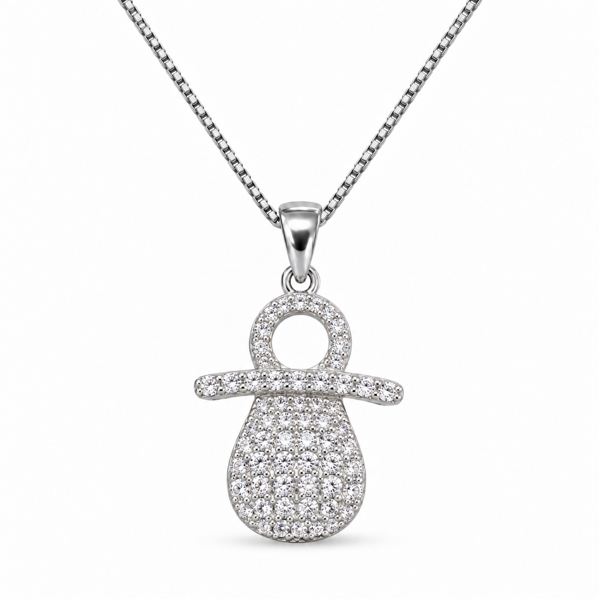 Collana con Ciondolo Ciuccio con strass in Argento 925