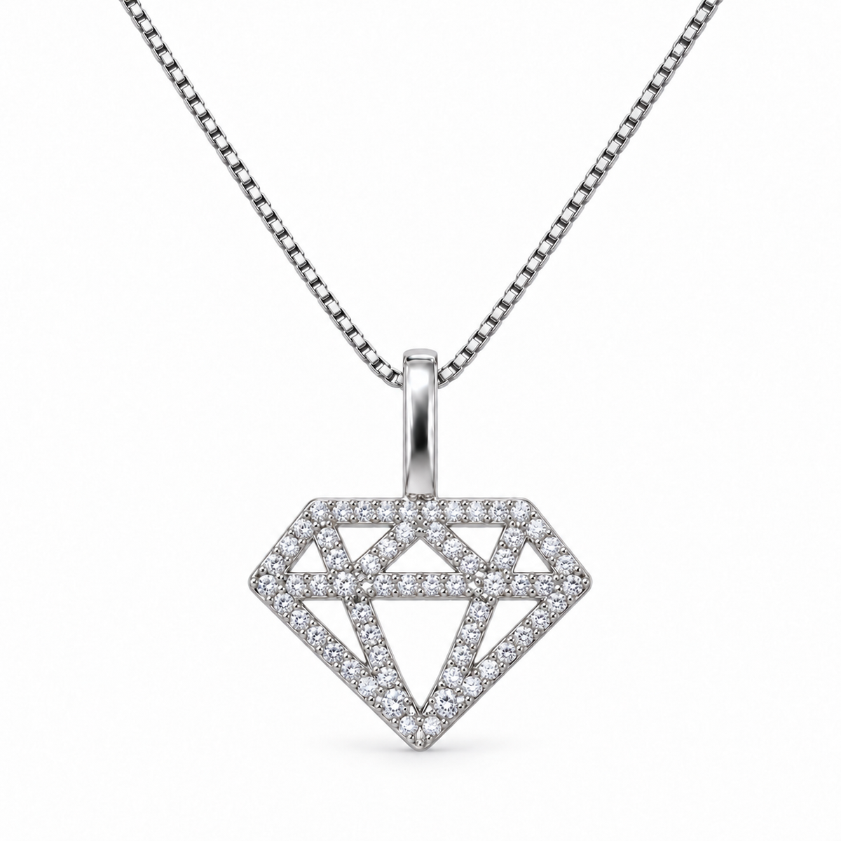 Collana con Ciondolo Diamante strass in Argento 925