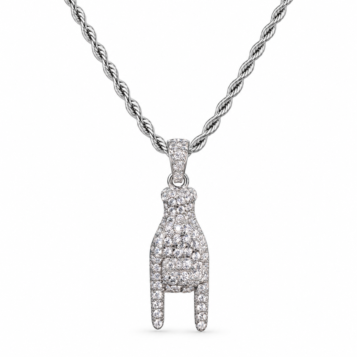 Halsketting met Hoornachtige Hand-hanger in 925 Zilver