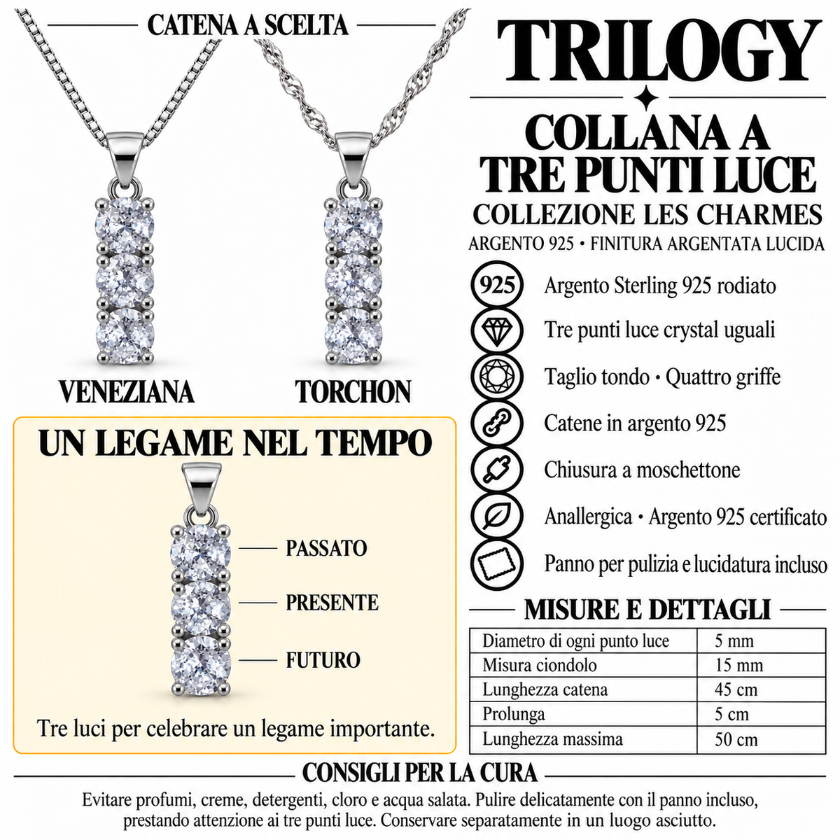 Collana Trilogy in Argento 925