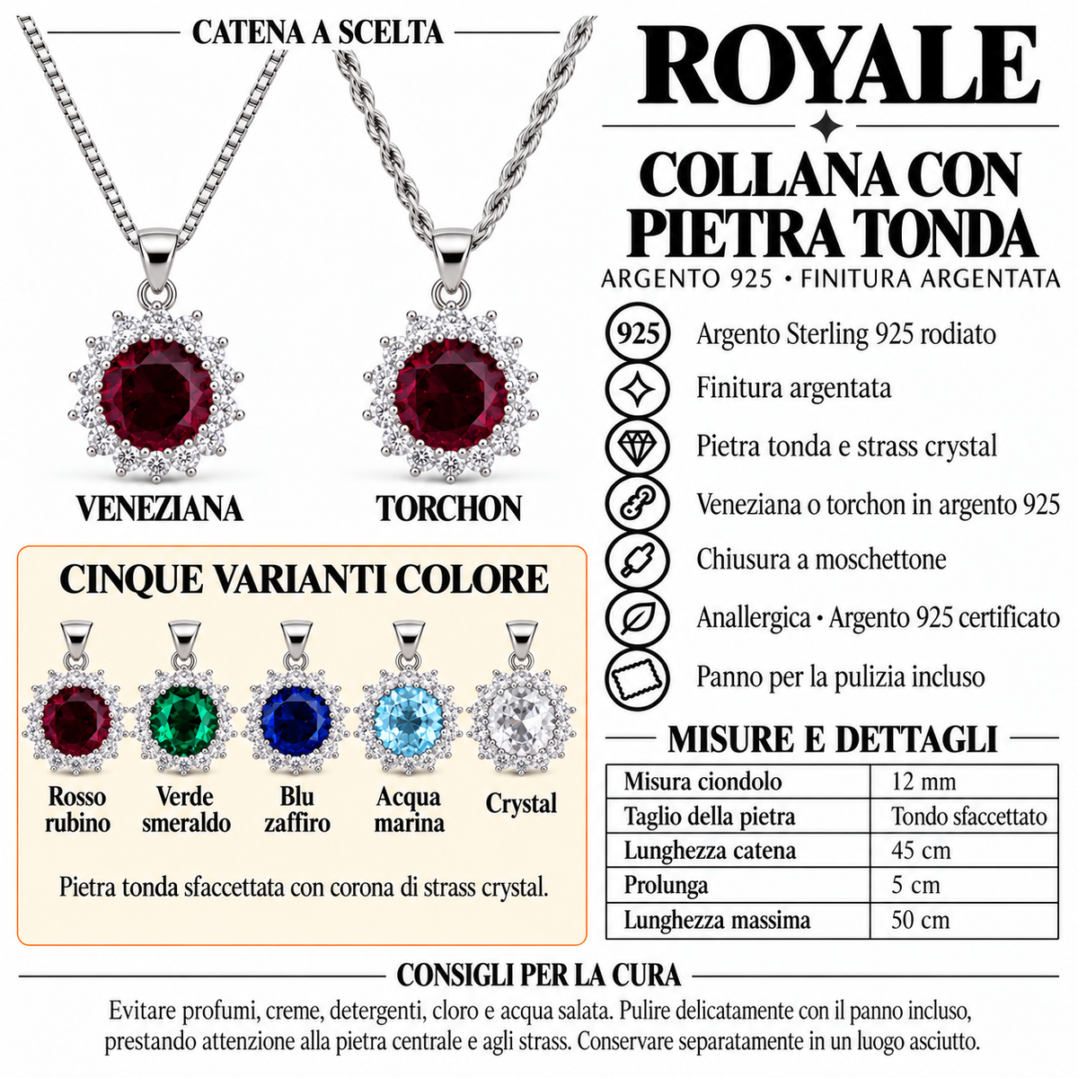 Collana Royale Tondo in Argento 925 Rodiato
