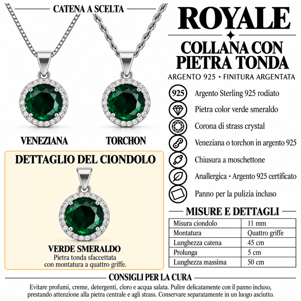 Collana Royal Tonda in Argento 925 Rodiato