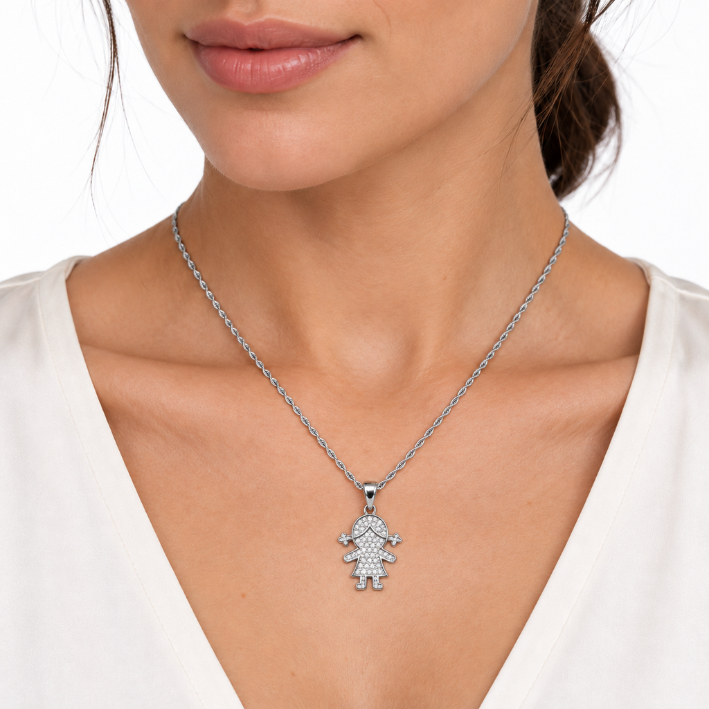 Collana Bimba con Strass in Argento 925