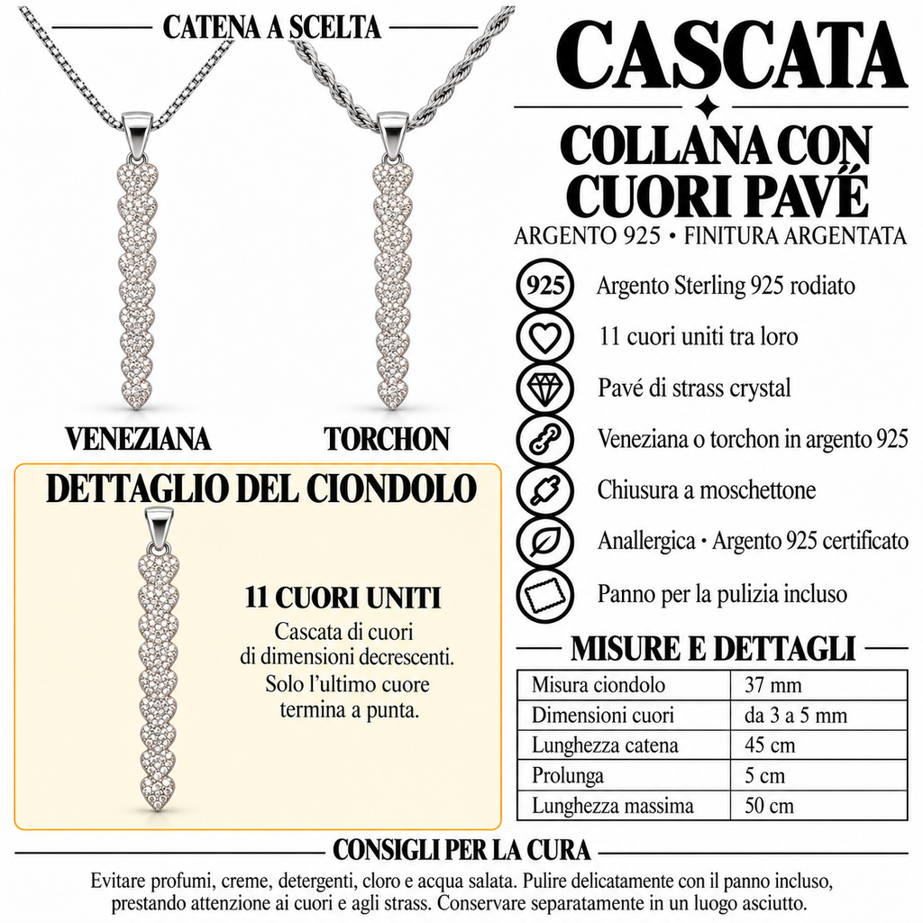 Collana con Cuori Degradè in Argento 925