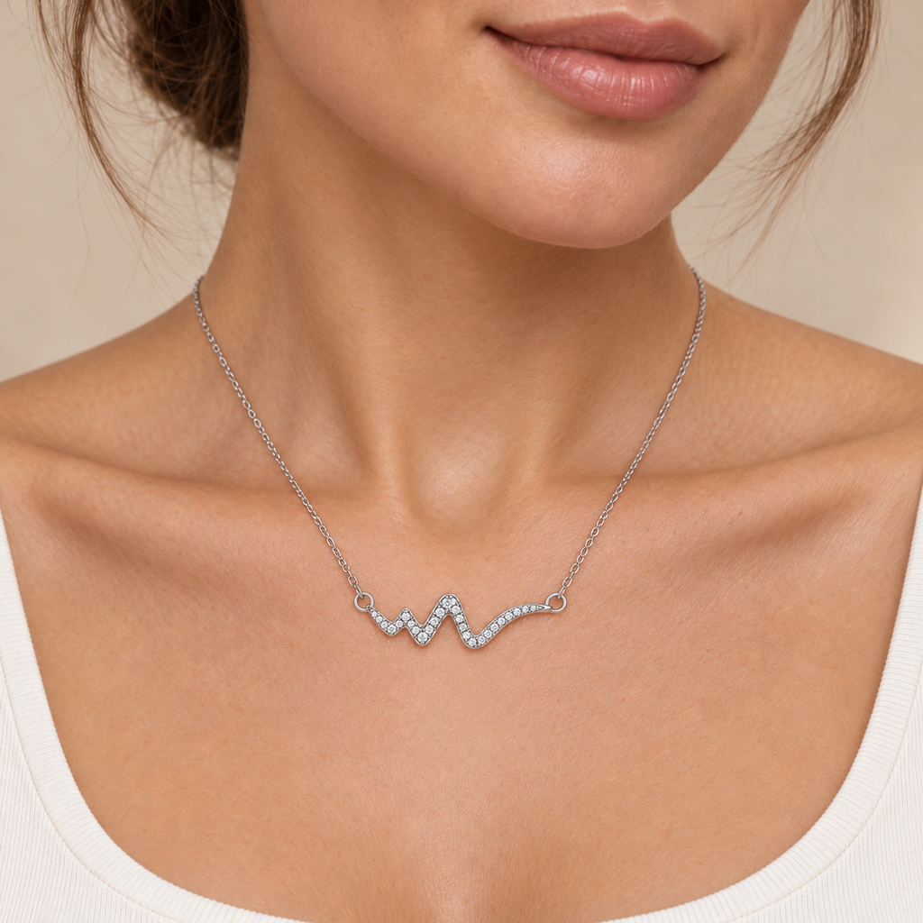 Collana con Ciondolo Battito Cardiaco in Argento 925