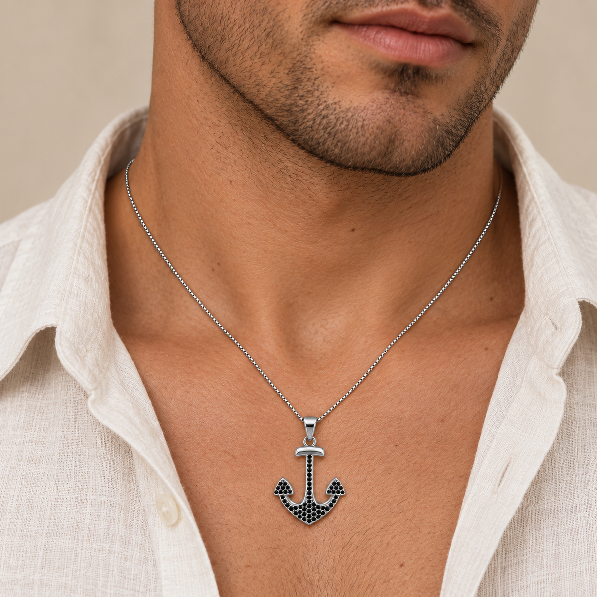 Collana con Ciondolo Ancora in Argento 925