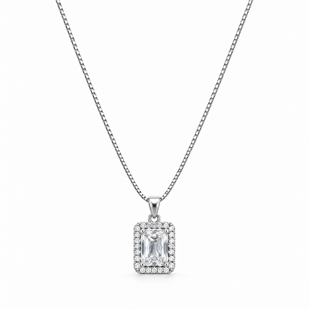 Collana Royale Rettangolare in Argento 925 Rodiato
