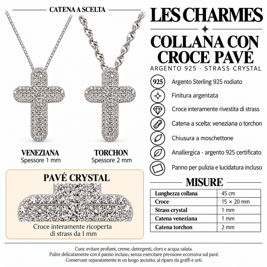Collana Croce Pavè in Argento 925