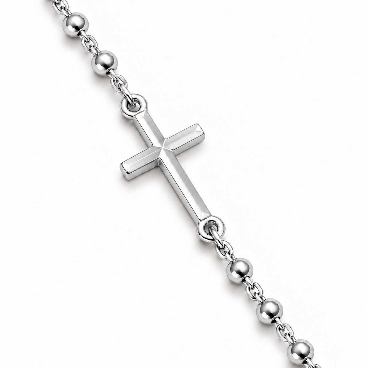 Collana Rosario Sfere da 3mm in Argento 925 rodiato