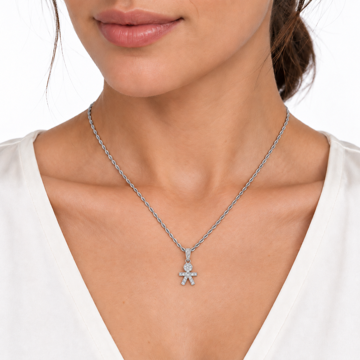 Collana Bimbo con Strass in Argento 925
