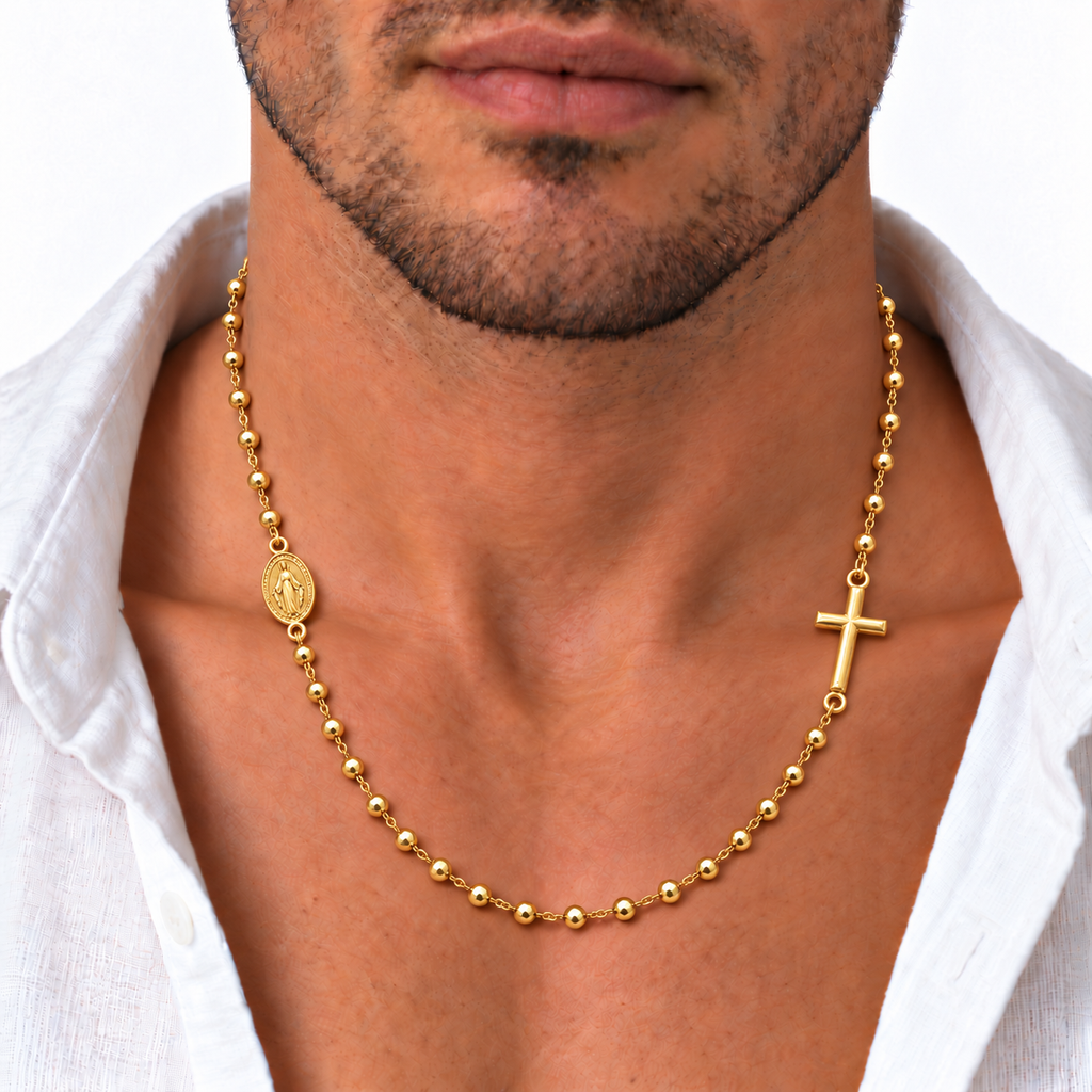 Collana Rosario Sfere da 4mm in Argento 925 rodiato