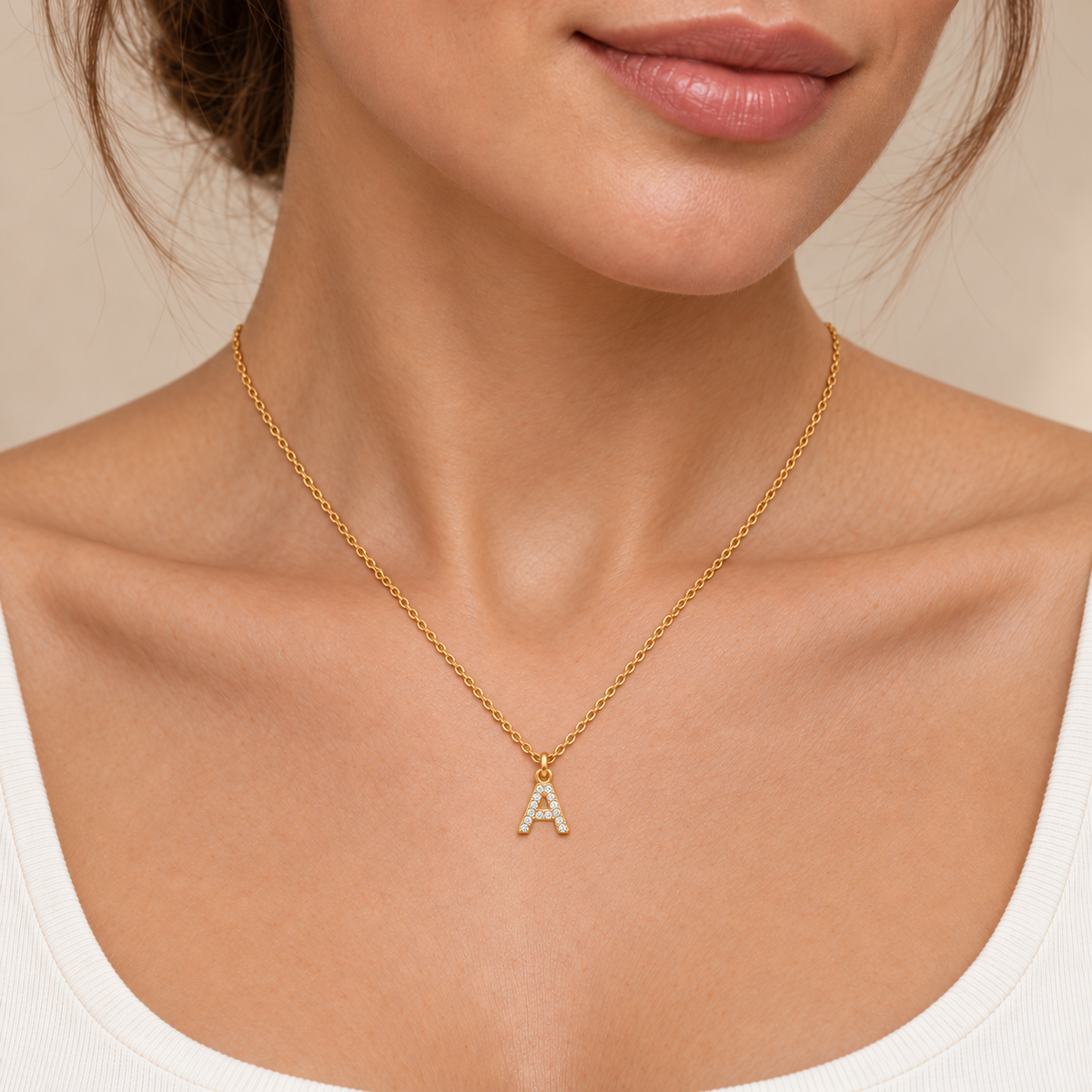 Collana Iniziale con strass in acciaio inox