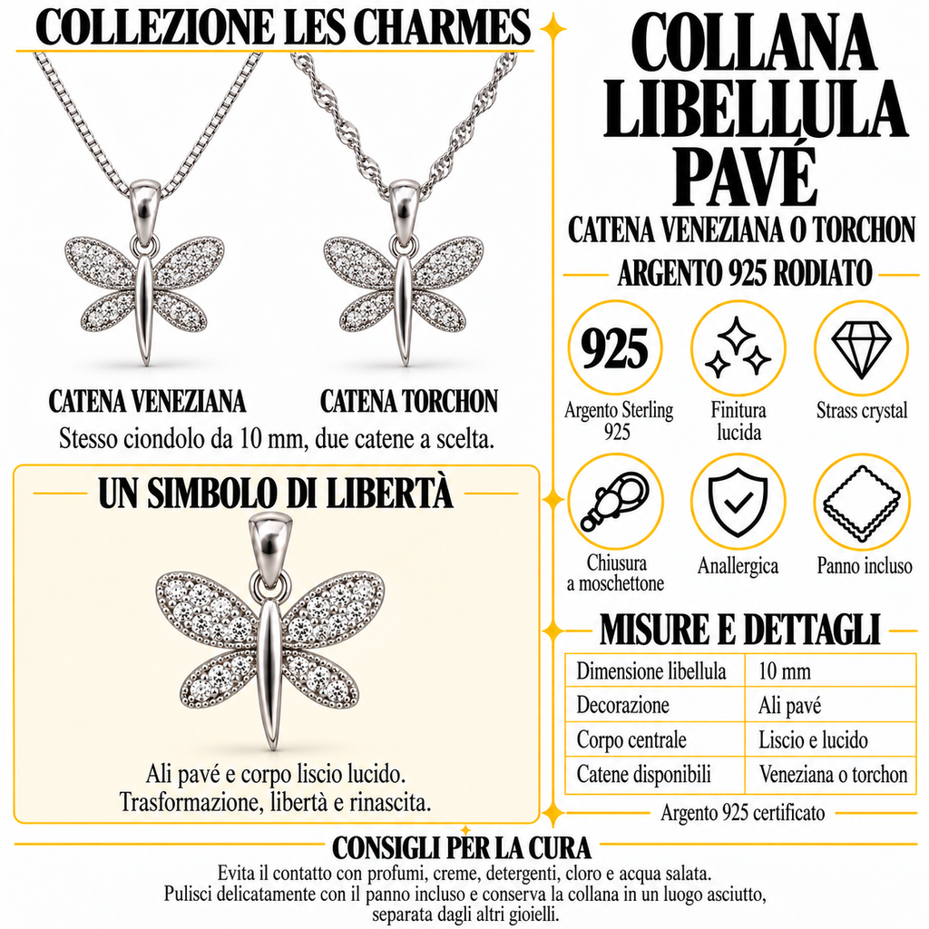 Collier avec Pendentif Libellule en Argent 925