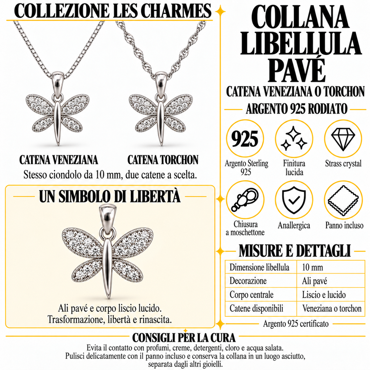 Collier avec Pendentif Libellule en Argent 925