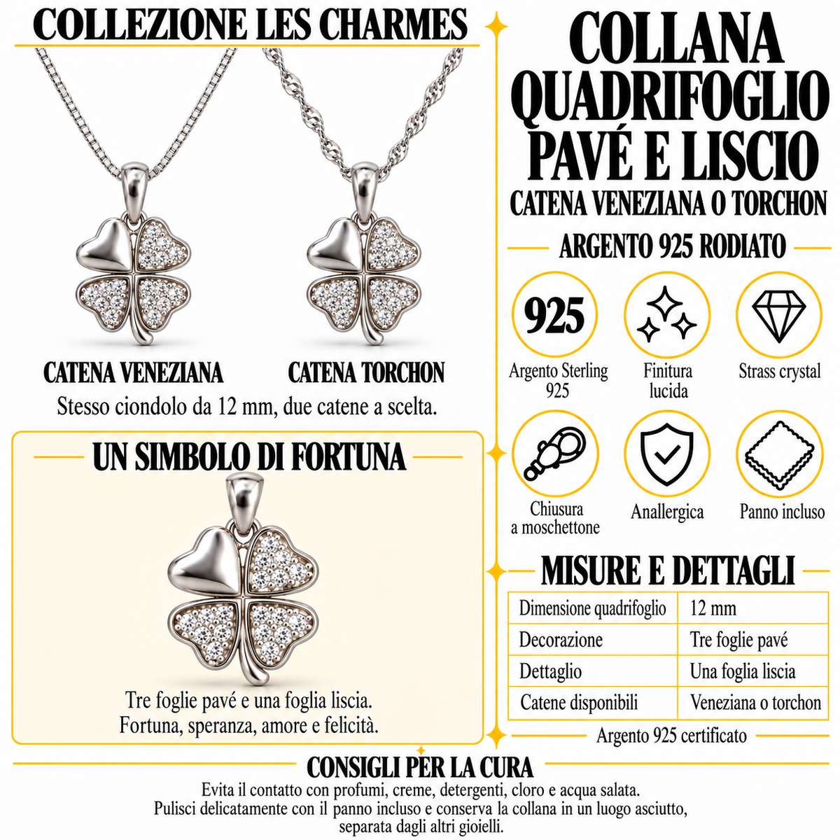 Collier avec Pendentif Trèfle en Argent 925