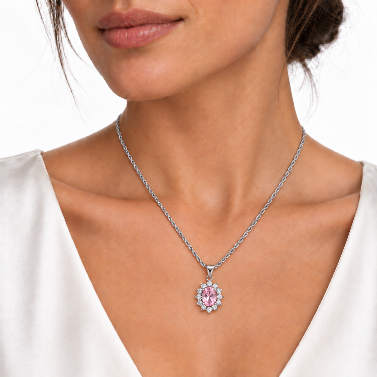 Collana Royale Ovale 12x13 mm in Argento 925 Rodiato