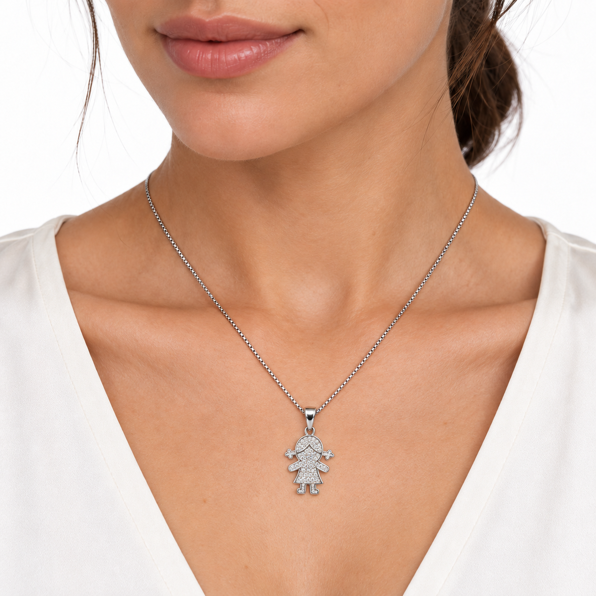 Collana Bimba con Strass in Argento 925