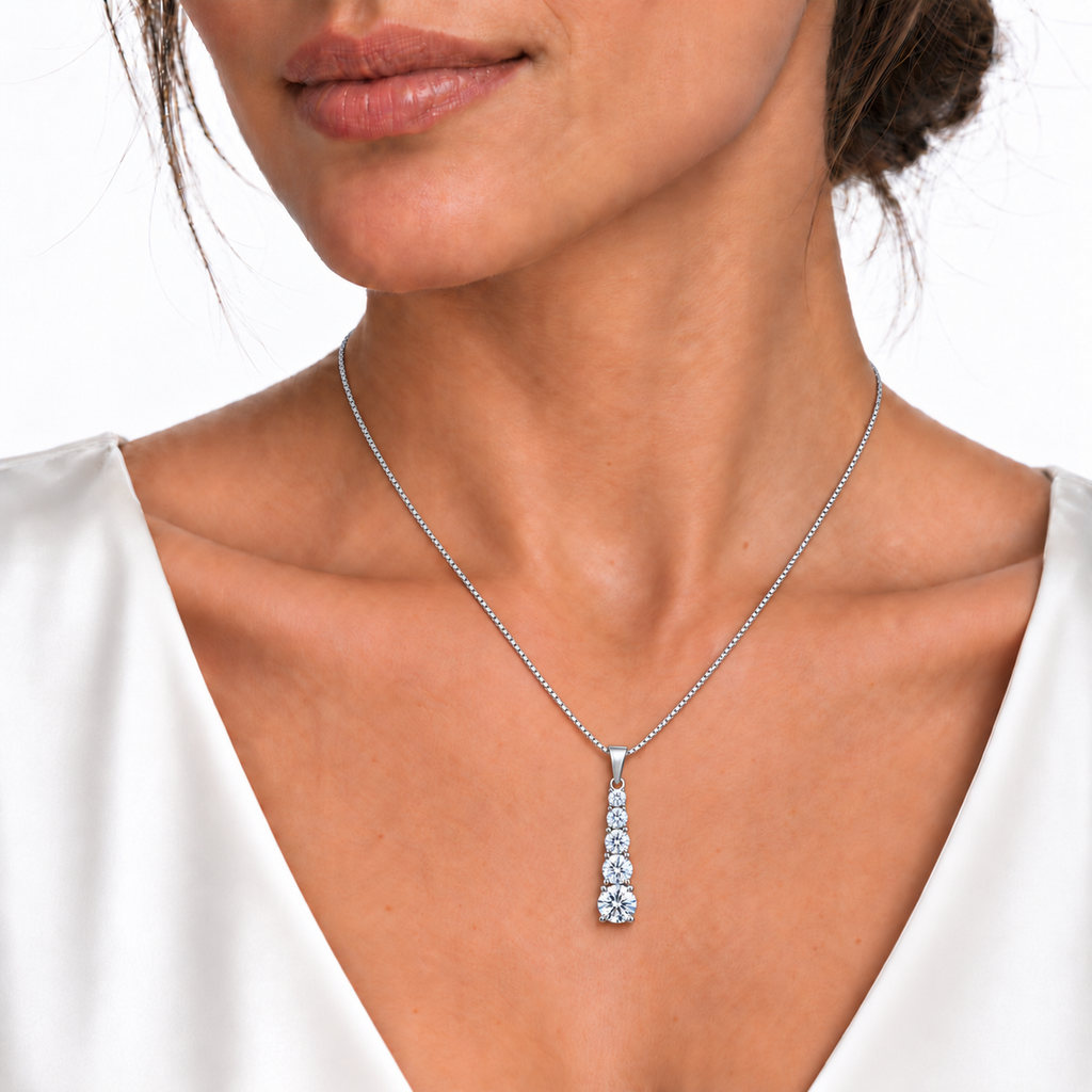 Collana con Cinque Punti luce Degradè in Argento 925