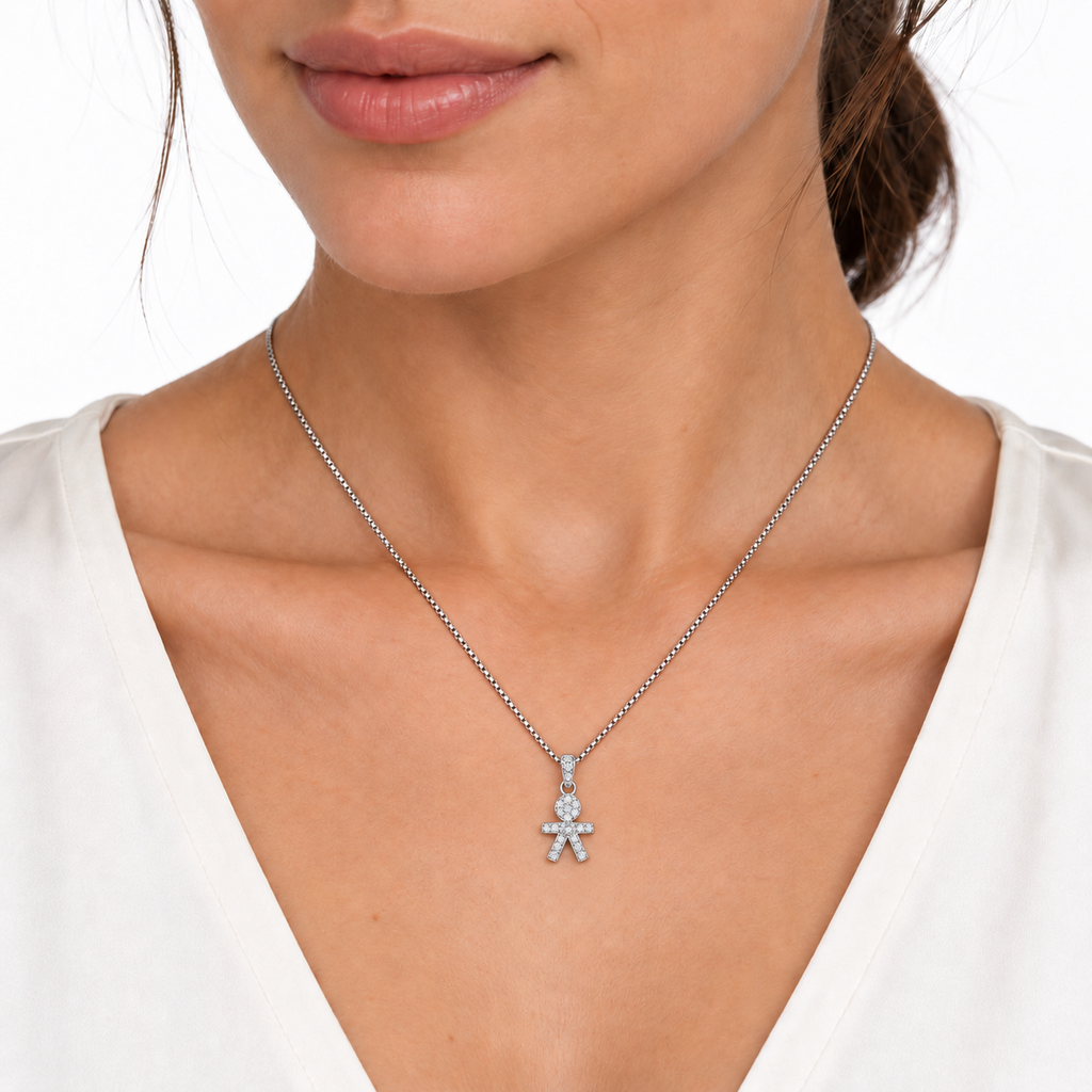 Collana Bimbo con Strass in Argento 925