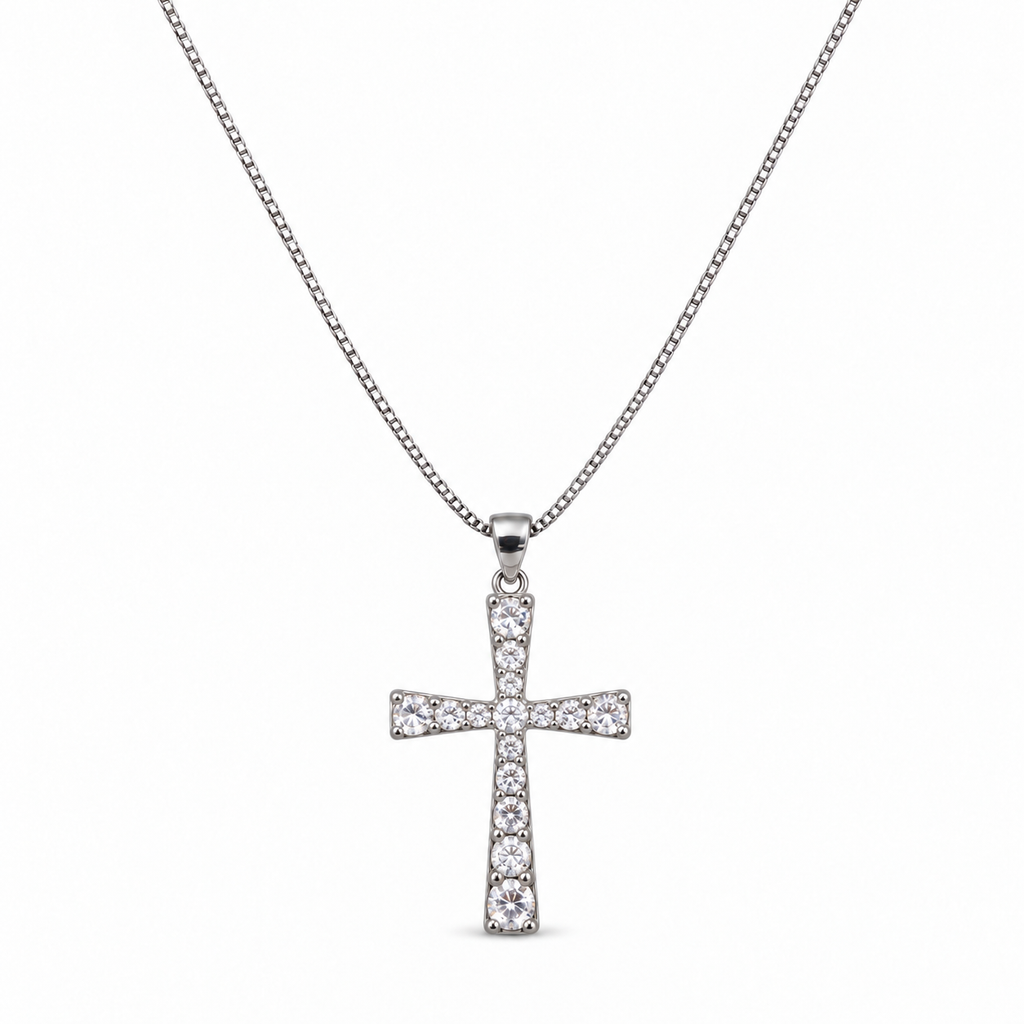 Collana Croce con Cristalli Degradè in Argento 925