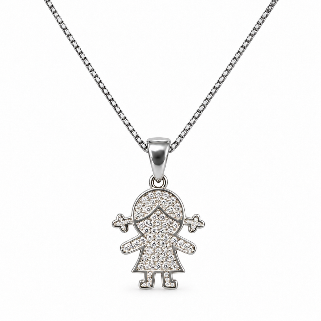 Collana Bimba con Strass in Argento 925