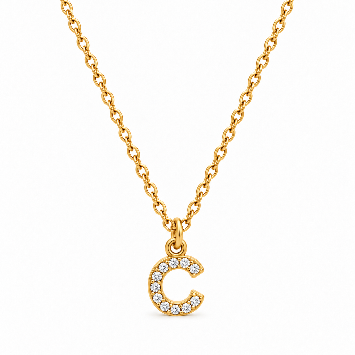 Collana Iniziale con strass in acciaio inox