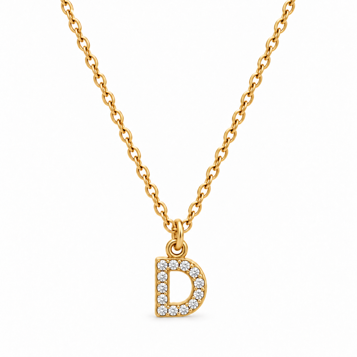 Collana Iniziale con strass in acciaio inox