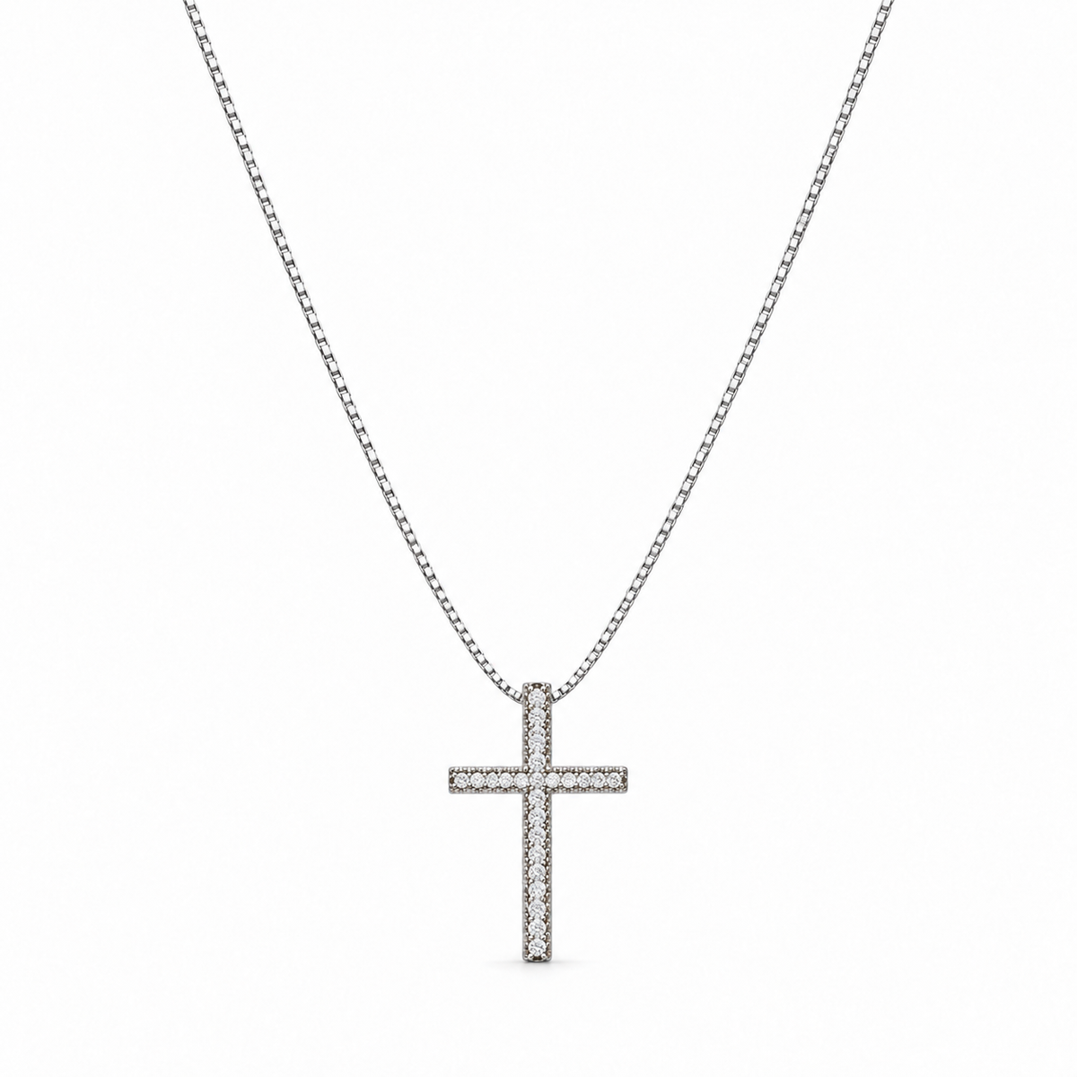 Collana Croce Pavè di strass in Argento 925
