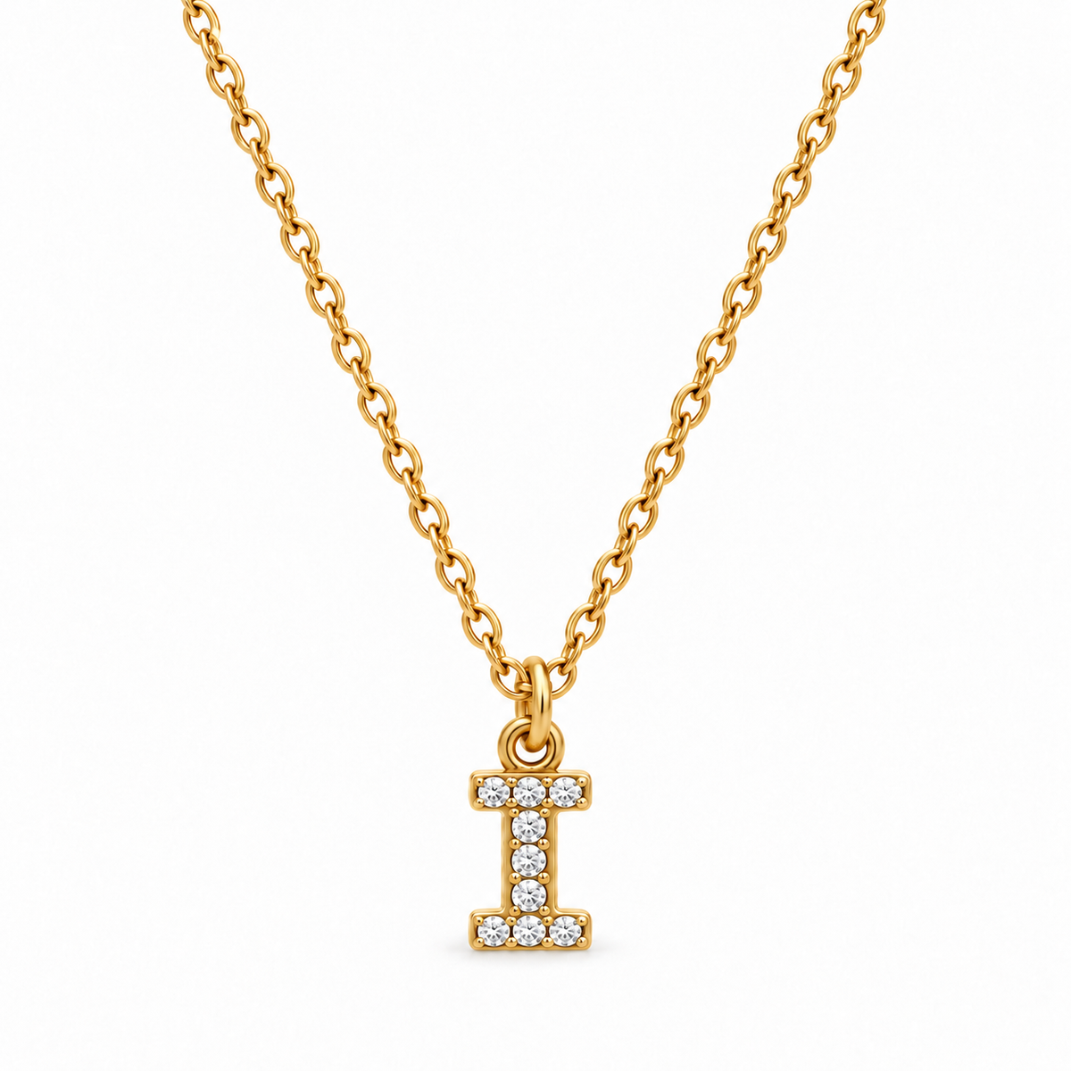 Collana Iniziale con strass in acciaio inox