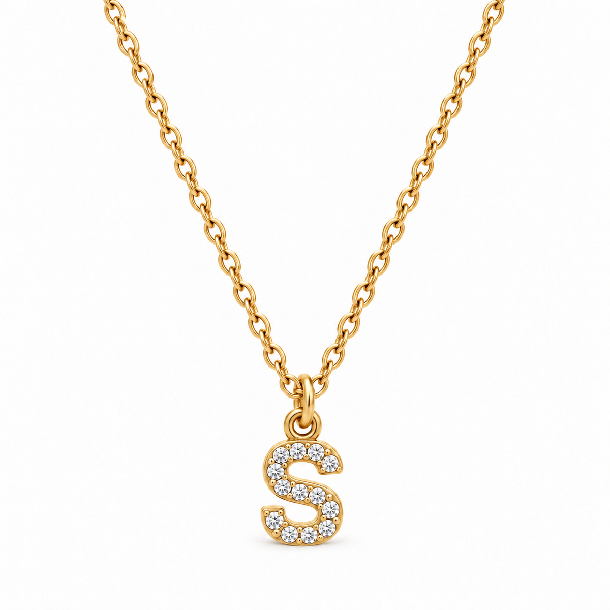 Collana Iniziale con strass in acciaio inox