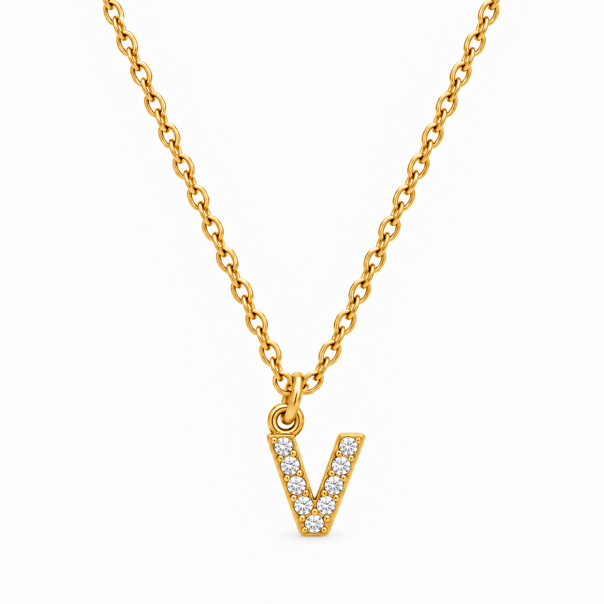 Collana Iniziale con strass in acciaio inox