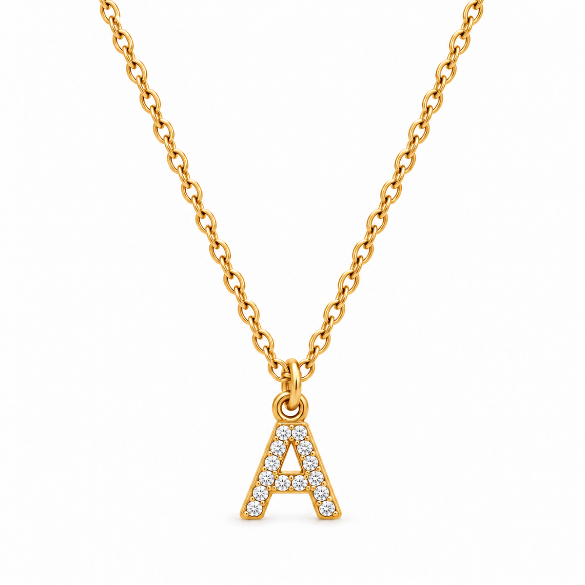 Collana Iniziale con strass in acciaio inox