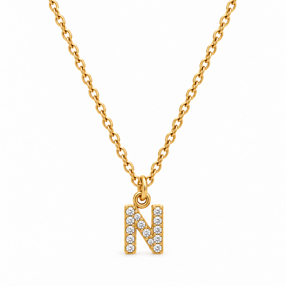 Collana Iniziale con strass in acciaio inox