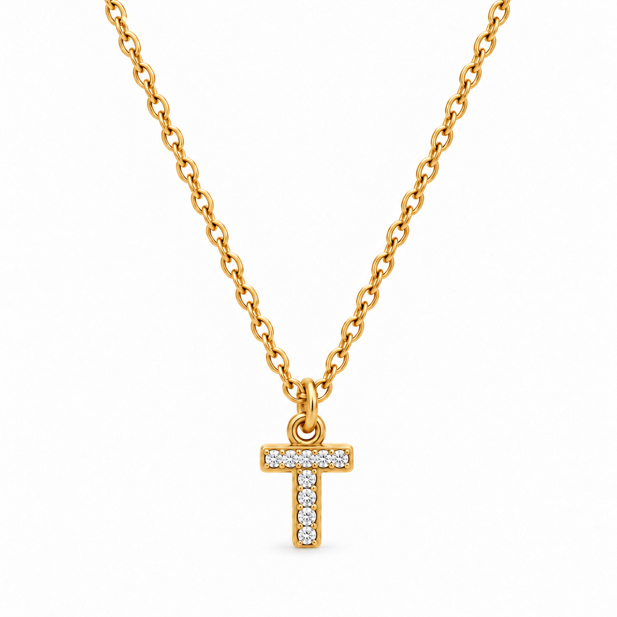 Collana Iniziale con strass in acciaio inox