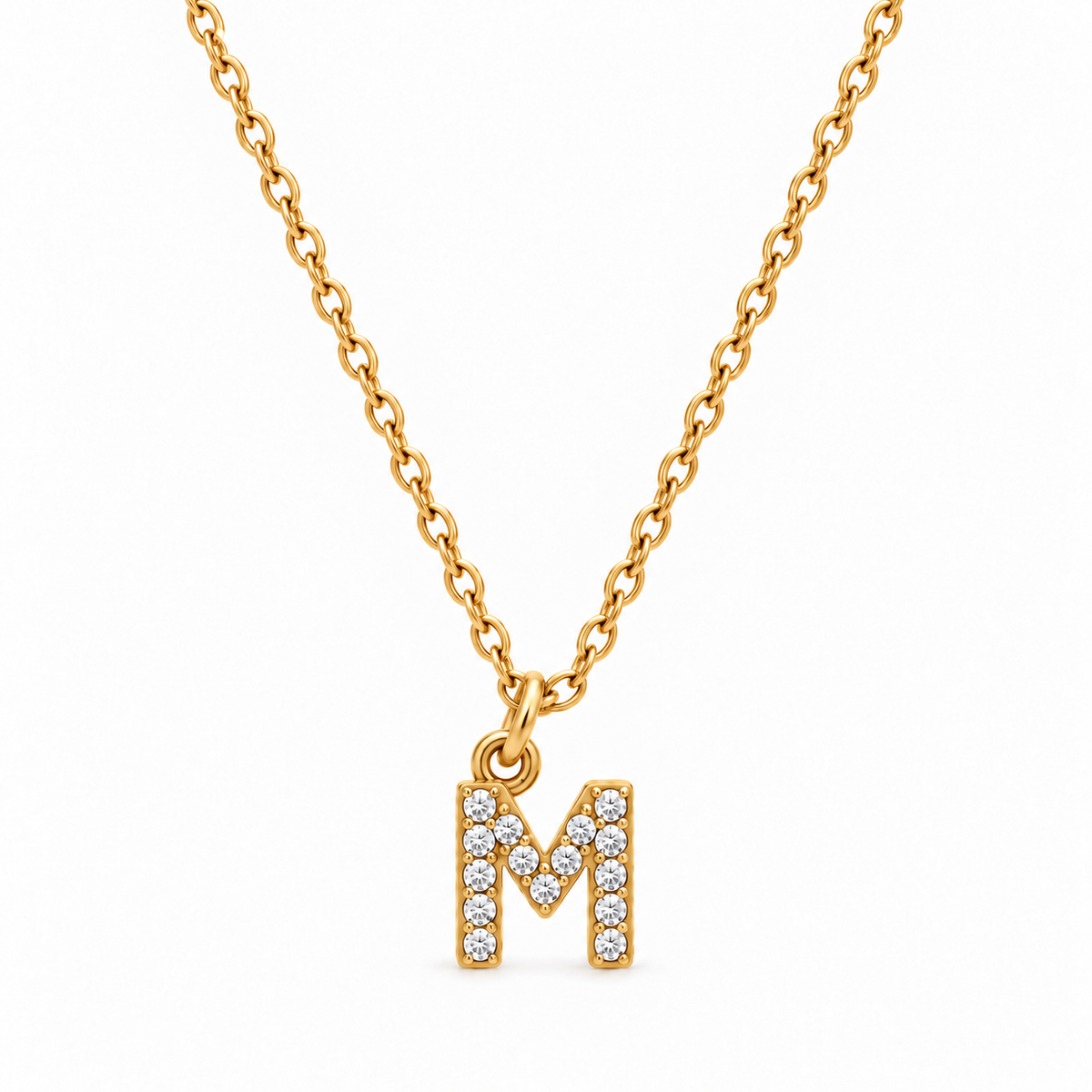 Collana Iniziale con strass in acciaio inox
